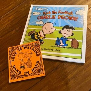 Vintage Peanuts Book Lot 1971 Love Is Walking Hand in Hand + Charlie Brown